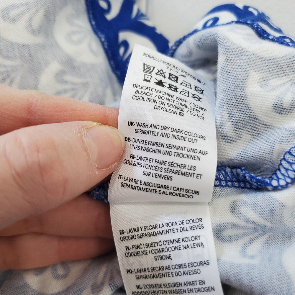 Boden Dress Womens 4 Blue White Button Front Long Sleeve A-Line Scallop Print - Picture 10 of 12